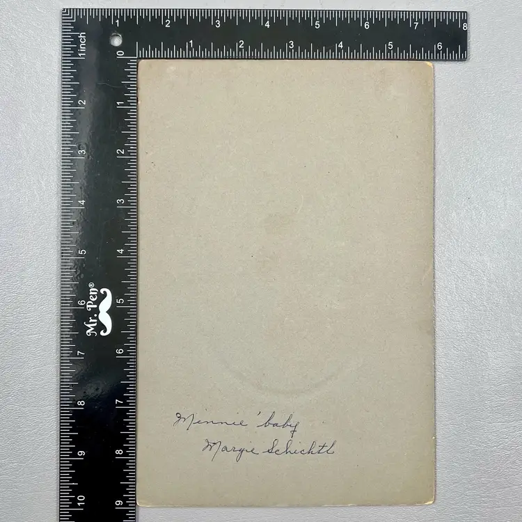 Antique Cabinet Card Photo Smiling Baby Girl In Bonnet Sitting In A Chair Identified