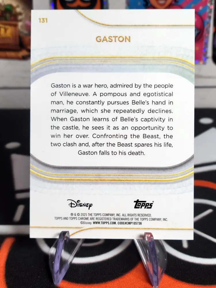 Gaston 2025 Topps Chrome Disney #131 Orange Wave Refractor 2/25