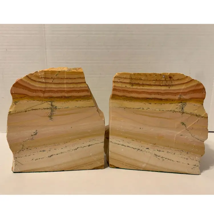 Stunning Polychrome Banded Chert Bookends Rough w Manganese Dendrites - 16.5 lbs