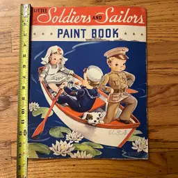 Vintage 1941 Whitman Publishing "Little Soldiers & Sailors" Paint or Coloring Book 85 years old *read