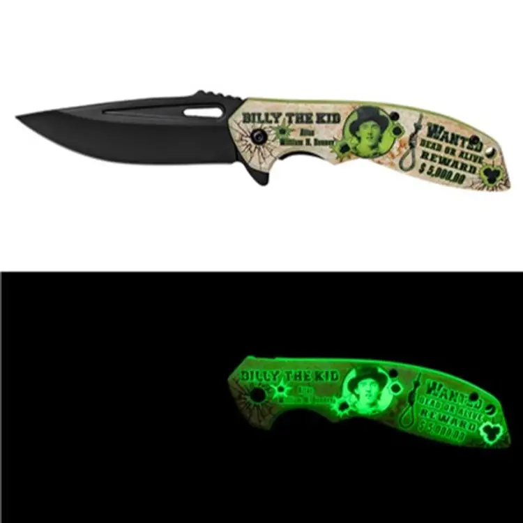 4.75" Glow in the Dark American Wild West Folding Knife - Billy the Kid