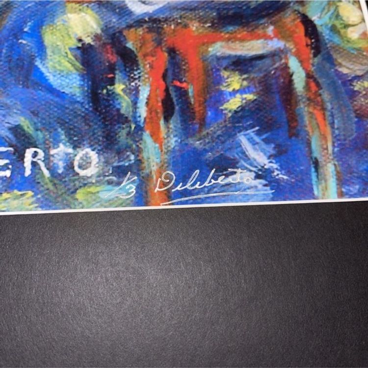 Peggy Diliberto Signed Art Poster New Orleans  24 x20 Matted Blue Dog