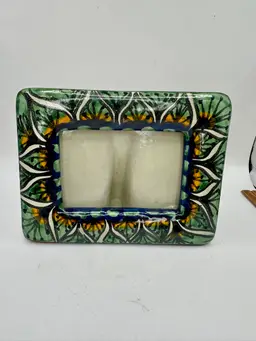Talavera Picture Frame Green Blue 4 1/4 x 3 1/4 Photo