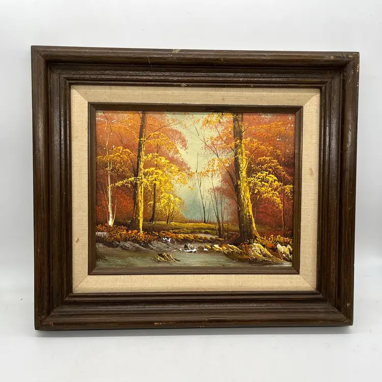 Vtg Original Oil On Canvas In Wood Frame AS IS