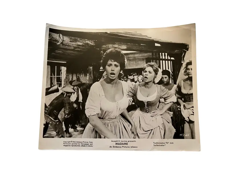 1963 Sophia Loren Lobby Card. A Joseph Levine | Embassy Pictures Release. Vintage Black and White Movie Photograph.