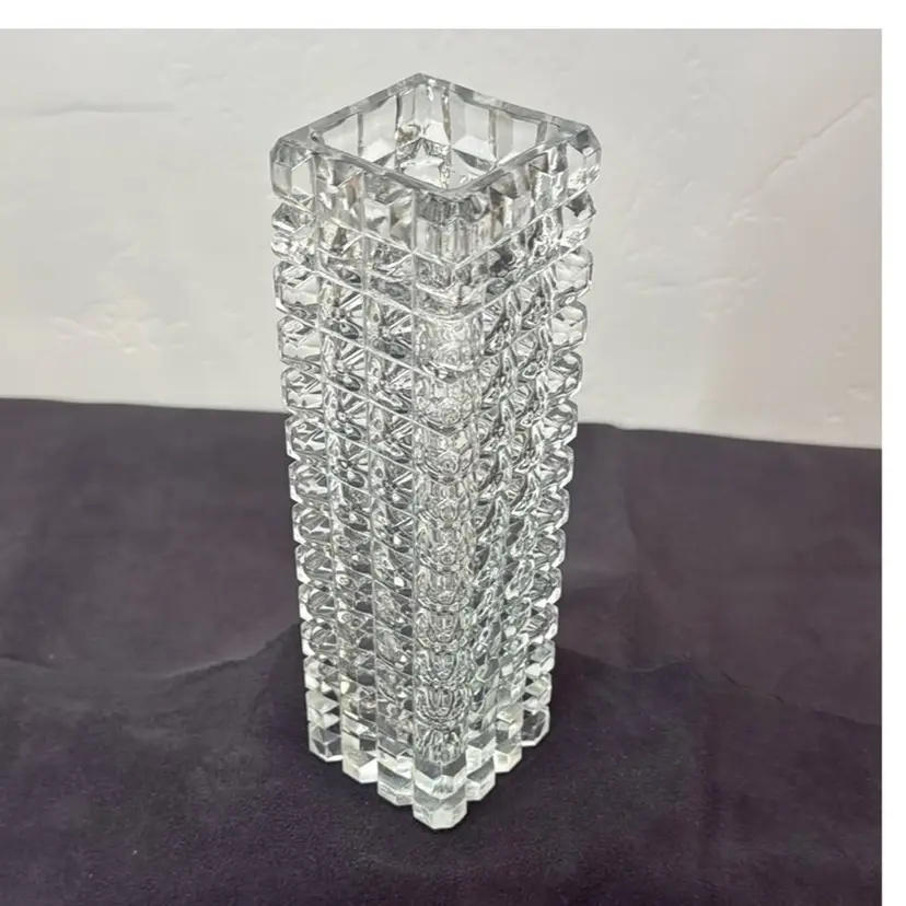 Square Art Glass Textured Vase