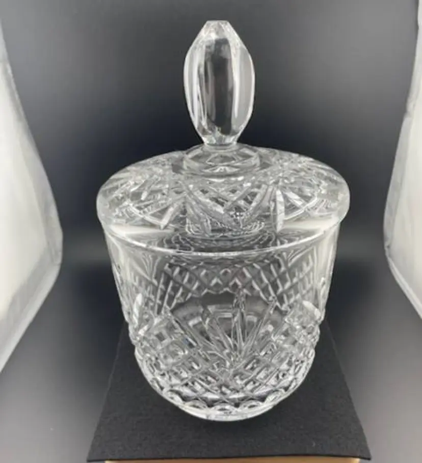 Vintage Crystal Galway Candy/Biscuit Jar with Lid 8.5" Tall x 5.25" Wide