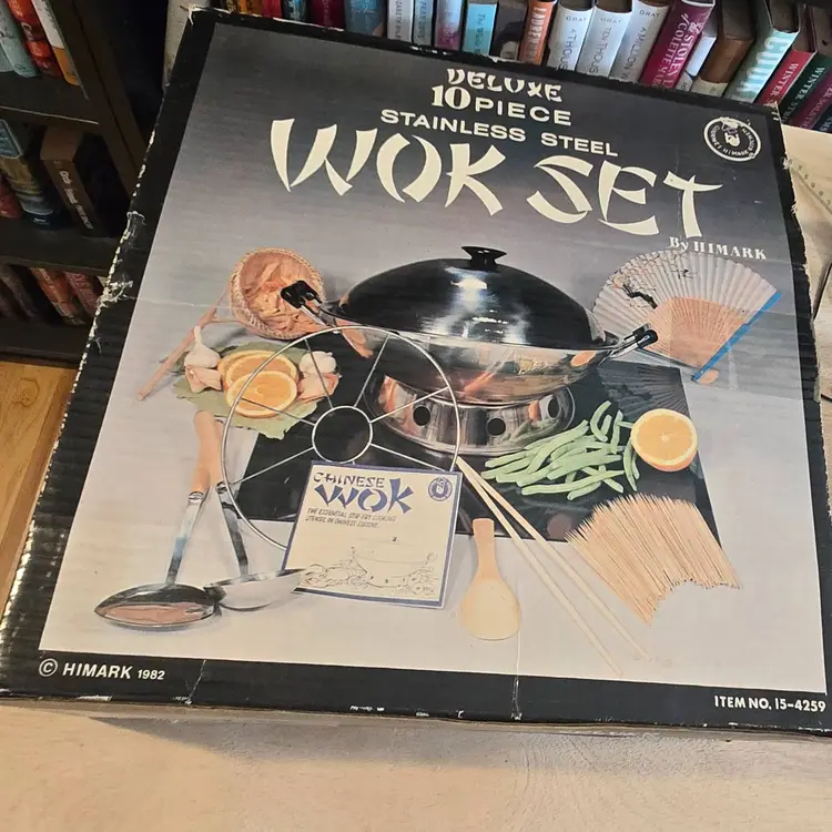 Vintage 1982 Himark NOB Deluxe 10pc Stainless Steel Wok se