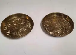 Vintage Small Floral Engraved Brass Trinket/Ring Trays – Set of 2