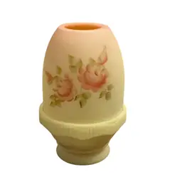 Fenton 1960-1970’s Burmese Satin Uranium Glass Fairy Lamp Hand Painted By Alice Farley 5”x 3”