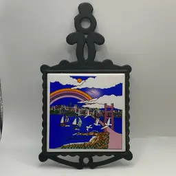 Vintage Cast Iron Trivet With Tile From San Francisco