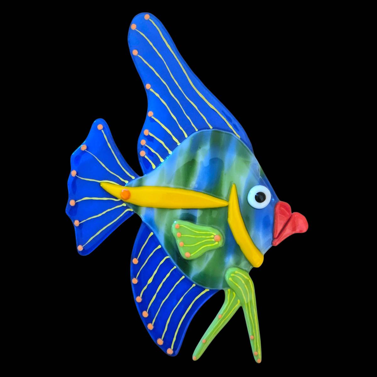 Niknax · Art Glass Angel Fish Charlene Heilman Fused Glass For Wall 6½ ...