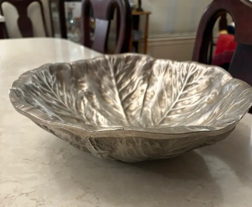 Wilton Armetale "CABBAGE LEAF" Bruce Fox Pewter ~ Salad Serving Bowl ~ 13.25"