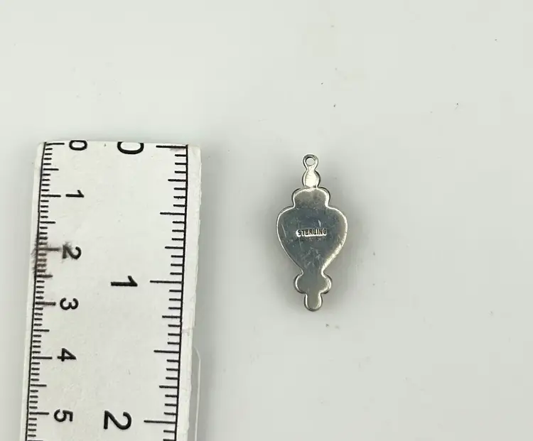 Vintage Sterling Silver Rhodonite Heart Charm 1.25”