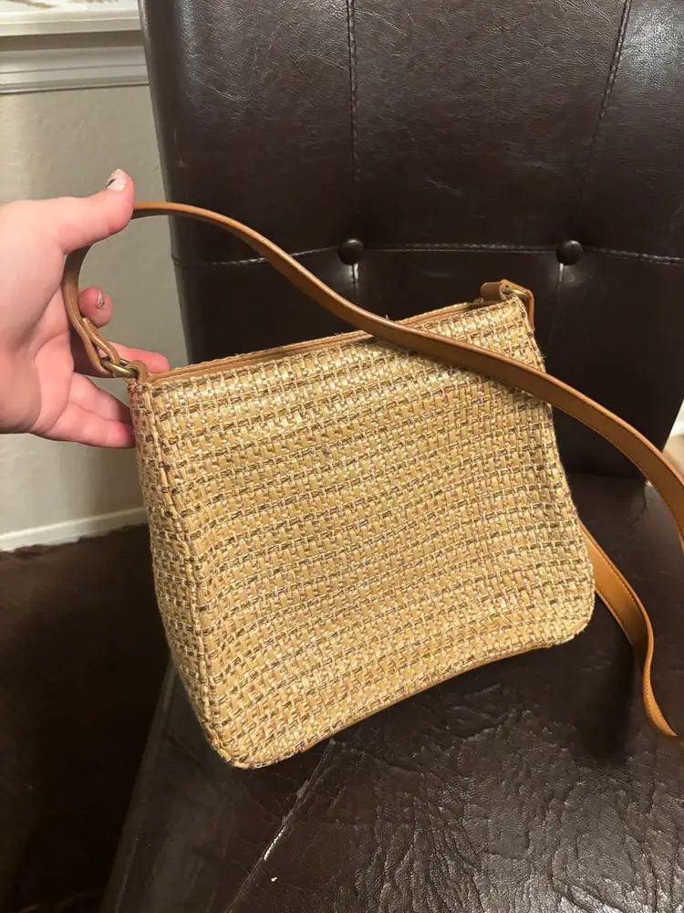 Vintage Fossil Straw Crossbody Bag