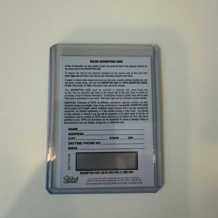 Carson Williams RC Junior Caminero Dual Relic Auto /25 Redemption Tampa Bay Rays