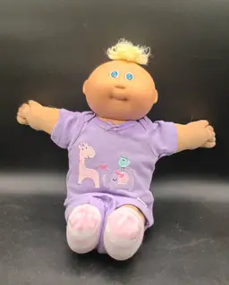 Vintage Cabbage Patch Preemie Blonde Tuff Blue Eyes Blue Signature 1985
