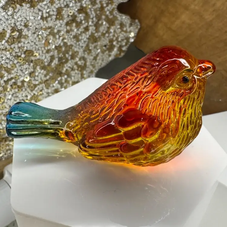 One Mini Colorful Crystal Bird Figurine - 3'' inches