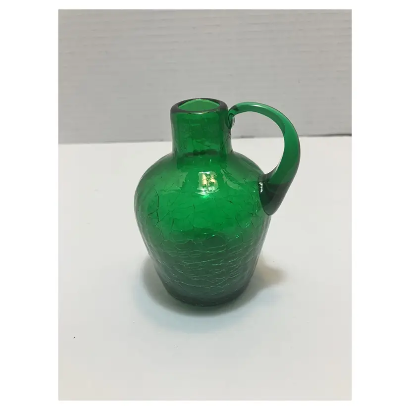 Green crackle glass jug