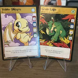 Set Of Two Neopets Cards Green Lupe And Yellow Shoyru
