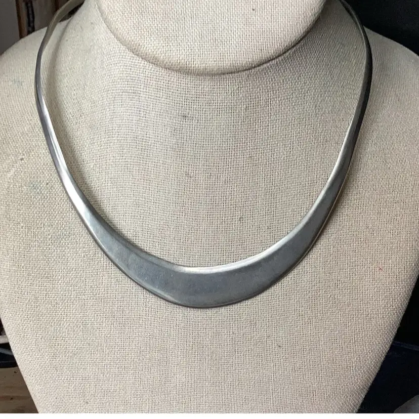 Vintage Silver Tone Cuff Slider Necklace