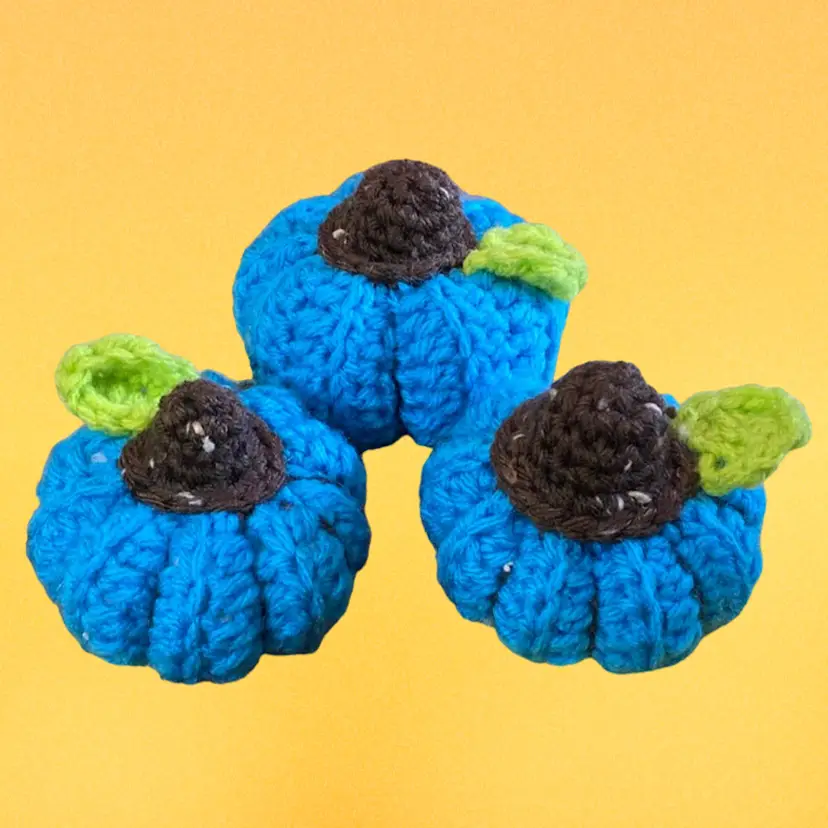 Pumpkin Crochet Plush Fall Halloween Decor Handmade Set Of 3 