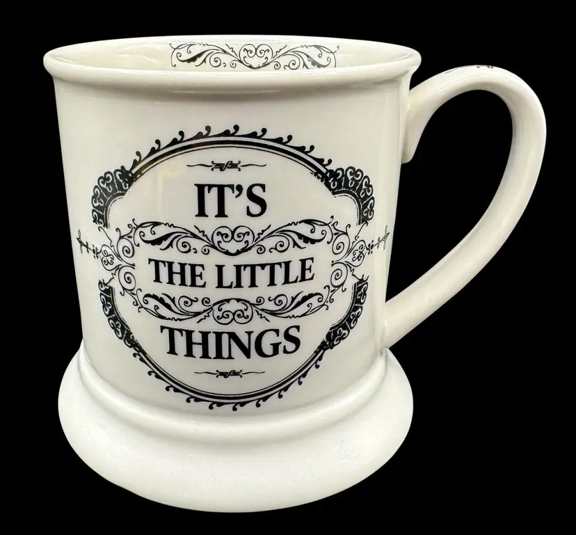 Creative Co-Op It’s The Little Things Coffee Mug Cup Black White 16oz