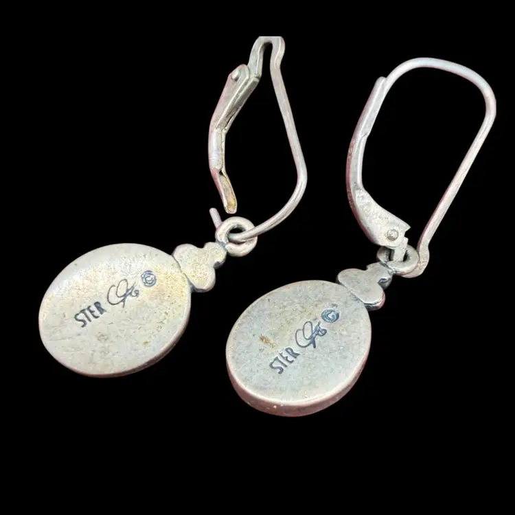 Carolyn Pollack CP Relios Dangle Sterling Silver Green Turquoise Earrings