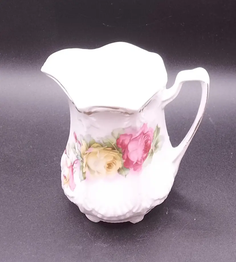 Bavarian Porcelain Germany Transferware Roses Creamer Detail
