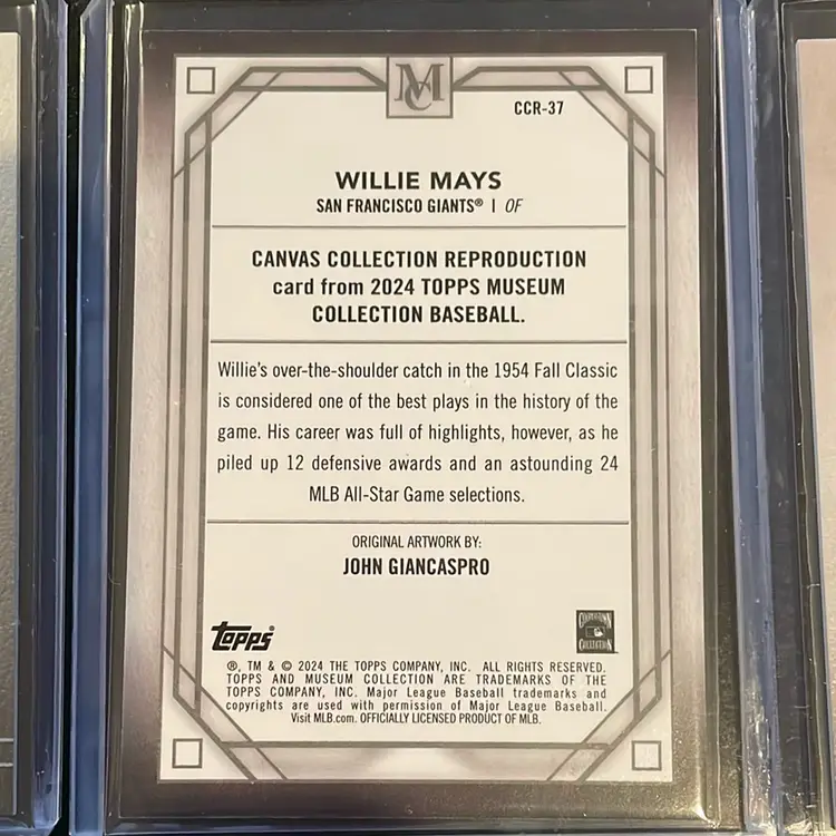 2024 Topps Museum Collection-Canvas Collection Reproduction - Artist Proof #CCR-37 Willie Mays