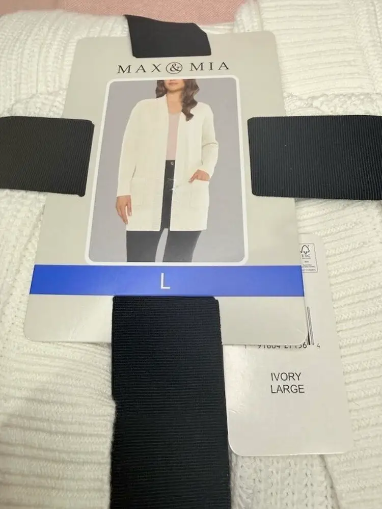 Max Mia Cotton Open Cardigan Size L Ivory