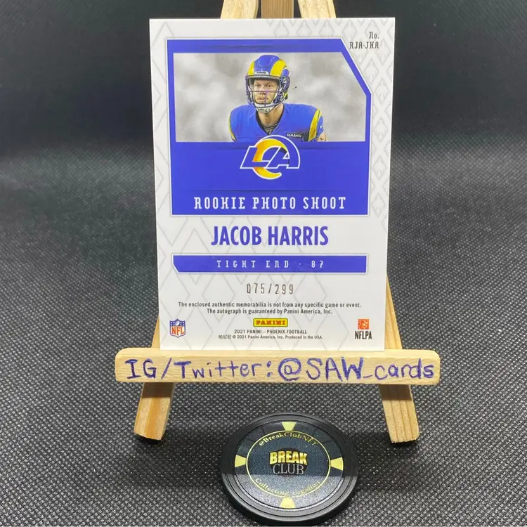 2021 Phoenix Jacob Harris Auto /299 Los Angeles Rams