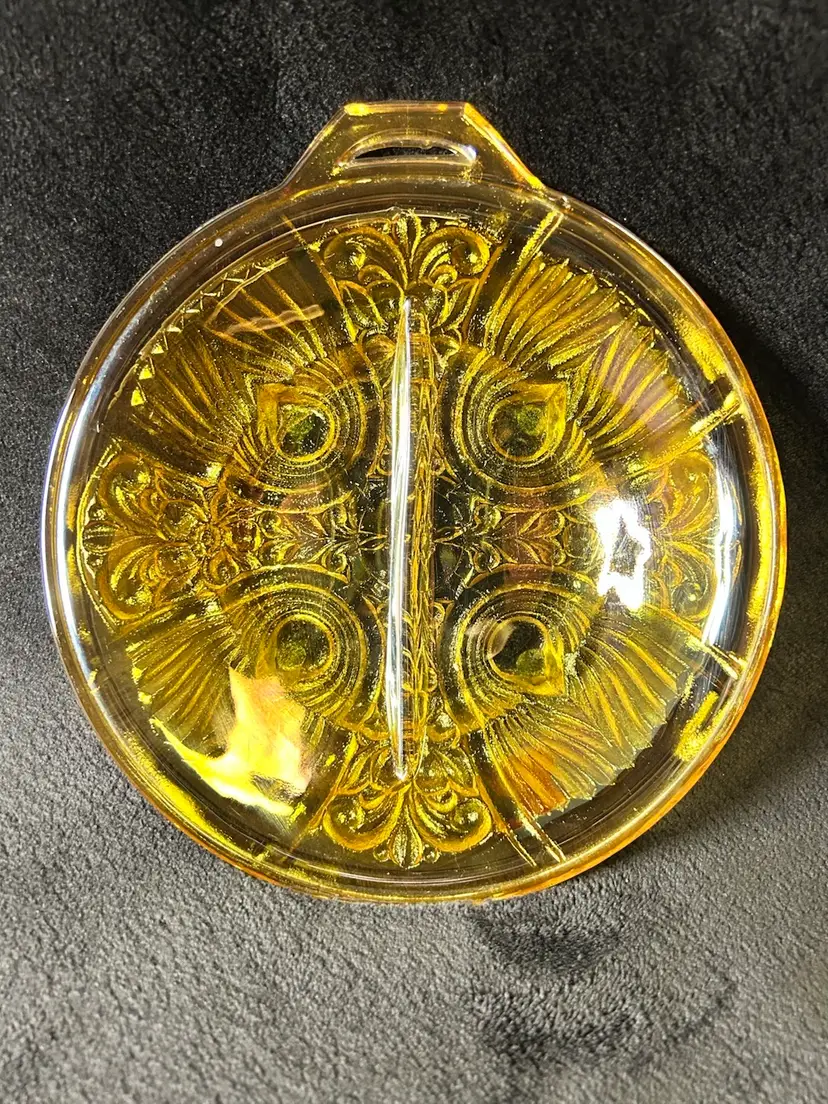 Indiana Glass Carnival Glass Marigold Killarney Vintage Divided Relish Dish