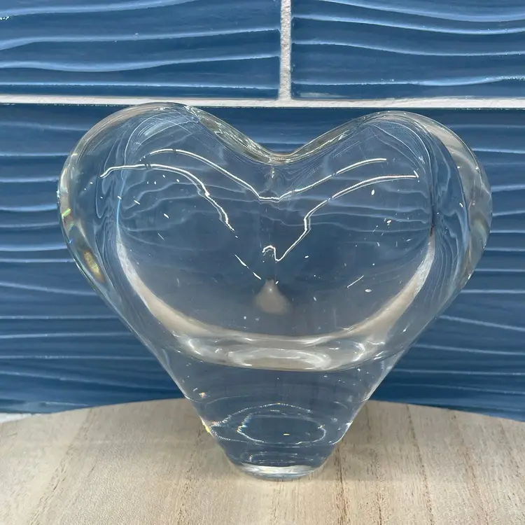Rosenthal Crystal Heart Shaped 4" Mini Bud Vase Holder Thick Glass