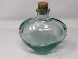 Heart-Shaped Green Glass Bottle with Cork Made in Spain