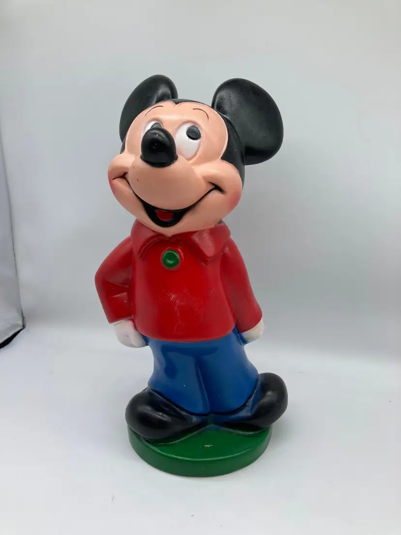 Tirelire vintage Walt Disney Mickey Mouse Club pièce plastique 11” Play Pal
