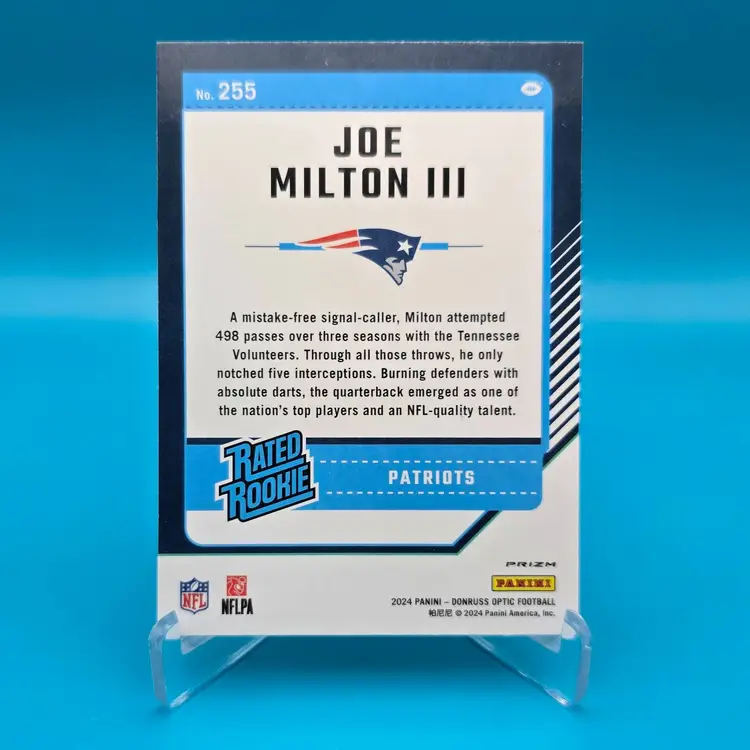 Joe Milton III 2024 Donruss Optic Football Rated Rookie Green Prizm Velocity Lazer Dallas Cowboys