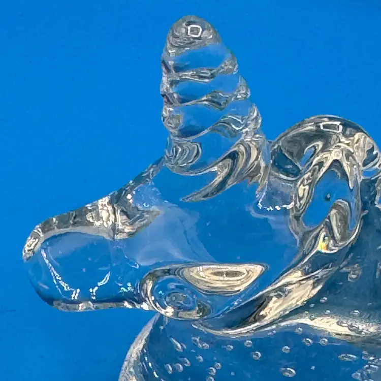 Vintage Art Glass Unicorn Figurine/ Paperweight W/  Bullicante Bubbles