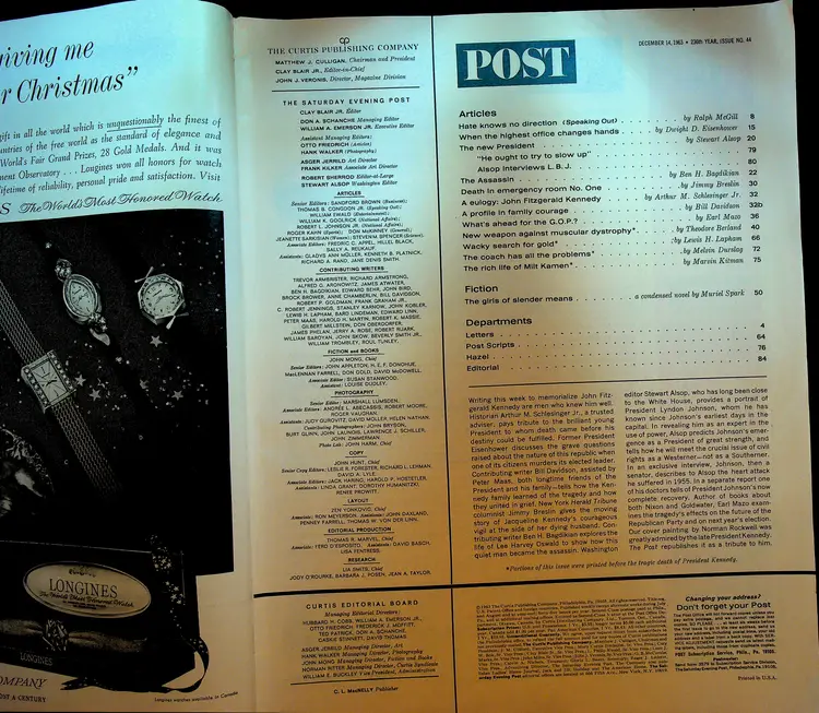 Saturday Evening Post December 14 1963 Norman Rockwell John F Kennedy