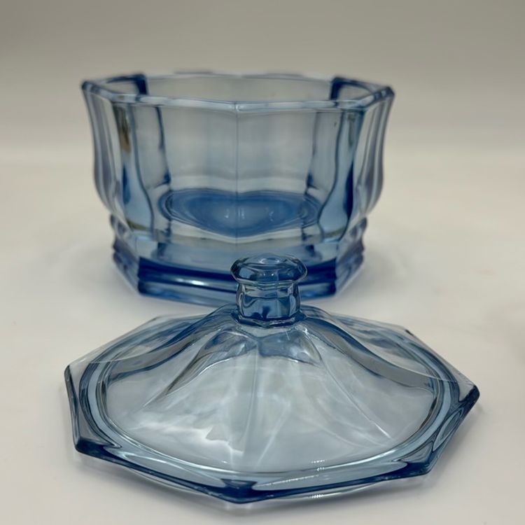 Vintage Indiana Glass Octagon Candy Dish With Lid
