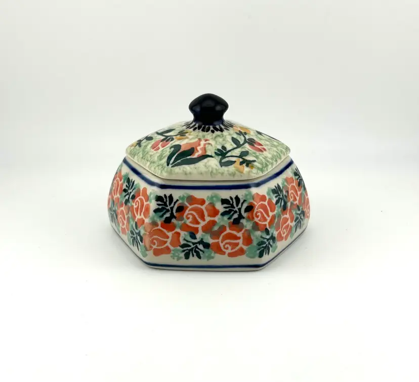 Polish Pottery Lidded Trinket Box 4βx 3β
