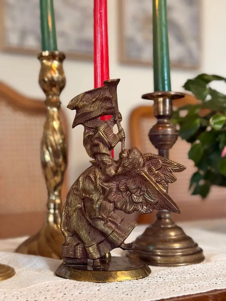 Solid brass angel candle holder - Jainson, Made In India