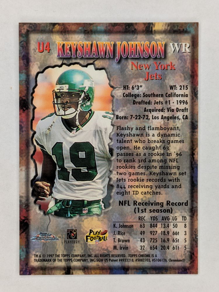 Keyshawn Johnson 1997 Topps Chrome Underclassmen #U4 Jets Bucs USC Trojans