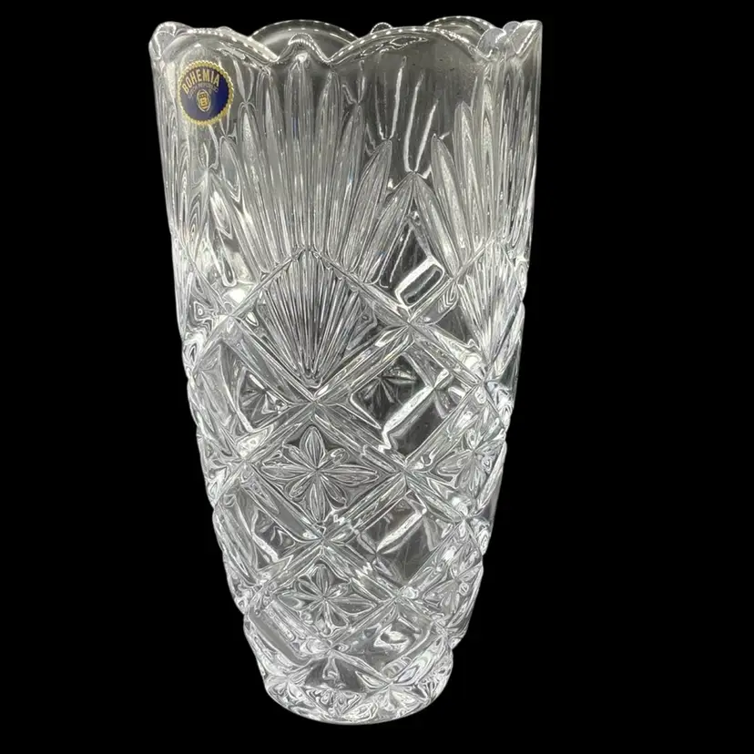 Bohemia Clear Crystal Vase 8” Bohemia Crystal Cut Glass Vase