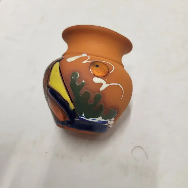 Hand-Painted Miniature Terracotta Vase