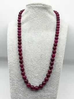 Vintage purple stone beaded long necklace