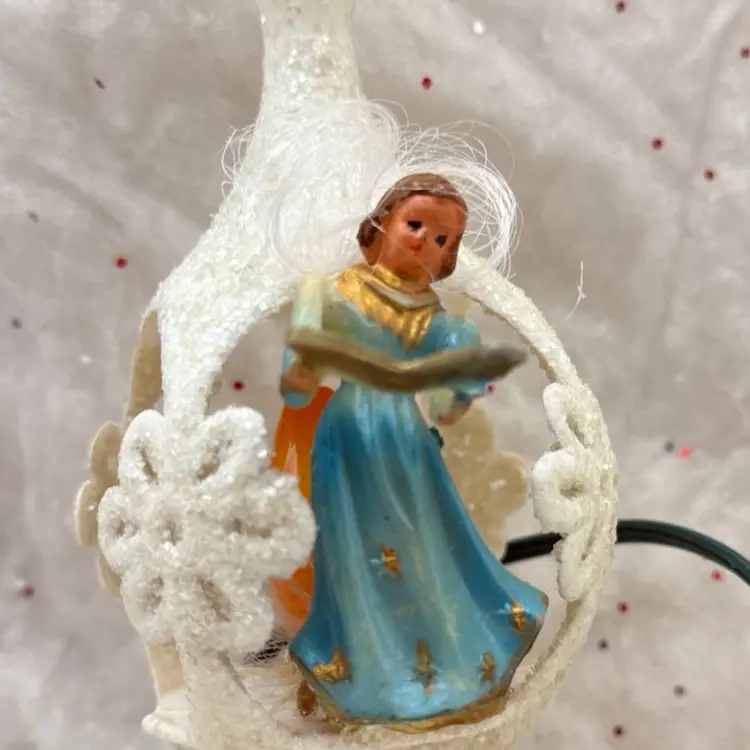 Vintage Jewelbrite Lighted Angel  Christmas Tree Topper