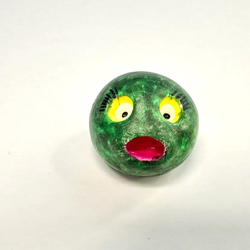 Worry Wart Green Figurine Shelf Trinket Air Dry Clay Handmade By Me .75h x 1”w