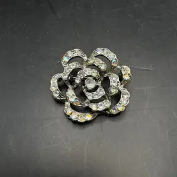 Vintage Iridescent Rhinestones Flower Brooch
