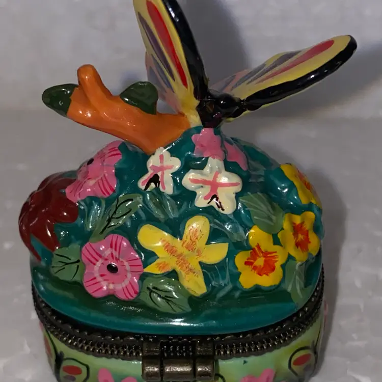 Colorful Porcelain Butterfly Trinket Box